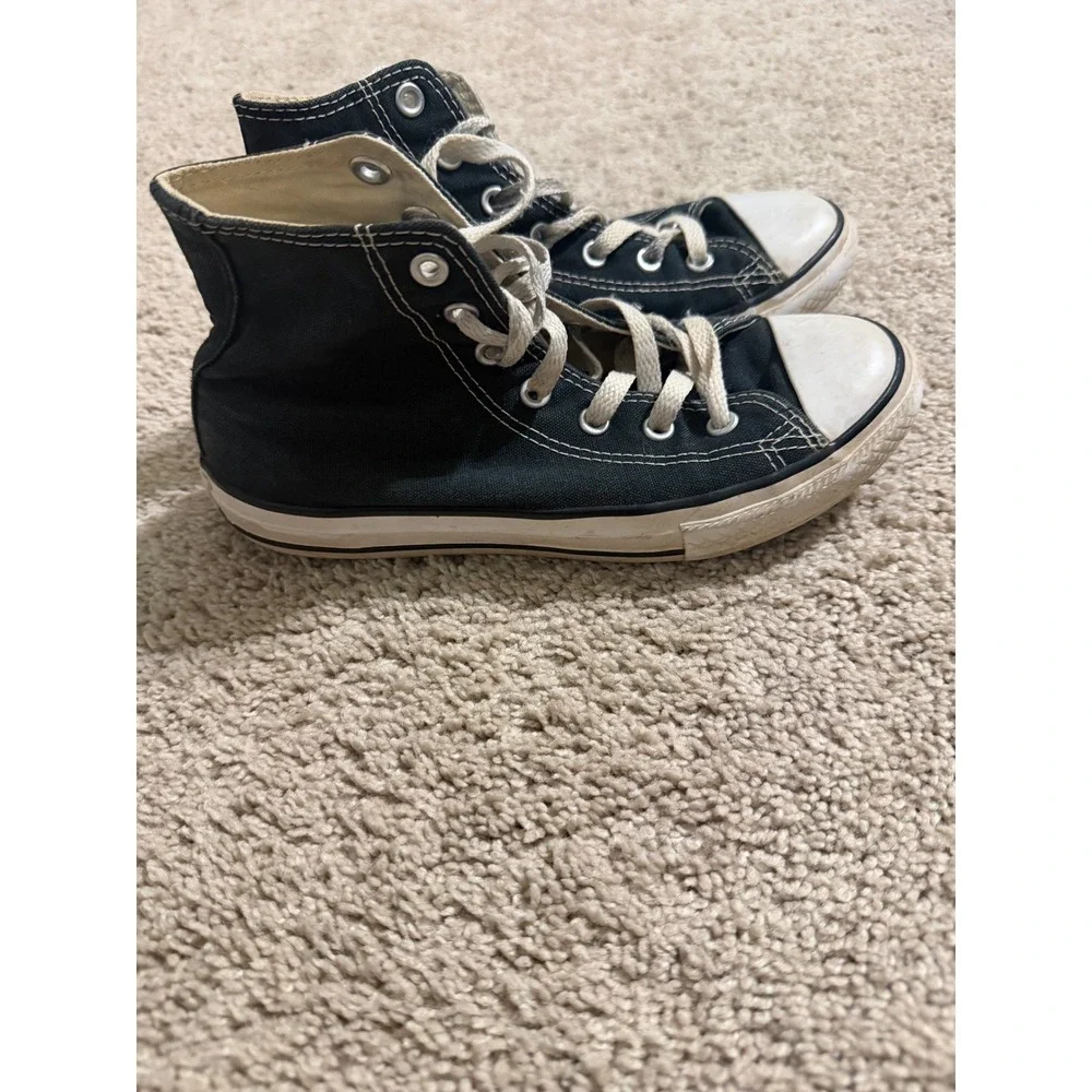 Converse Chuck Taylor All Star Hi Youth 2.5 Black Canvas Sneakers 3J231 High Top